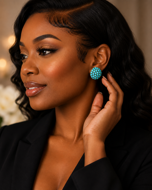 Turquoise Bloom Clip On Earrings
