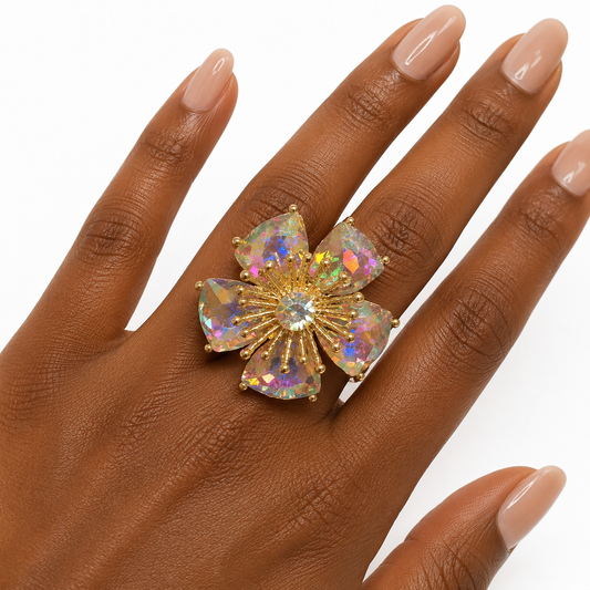 Crystal Fireflower Stretch Ring