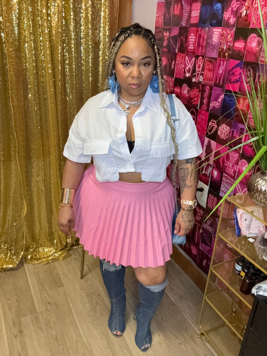 Leather Pleated Skirt