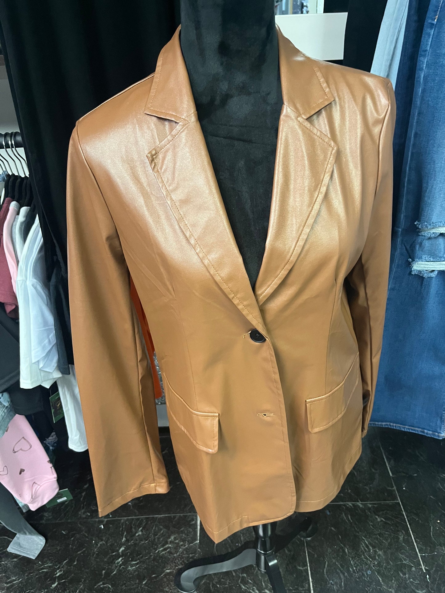 PU Leather Blazer